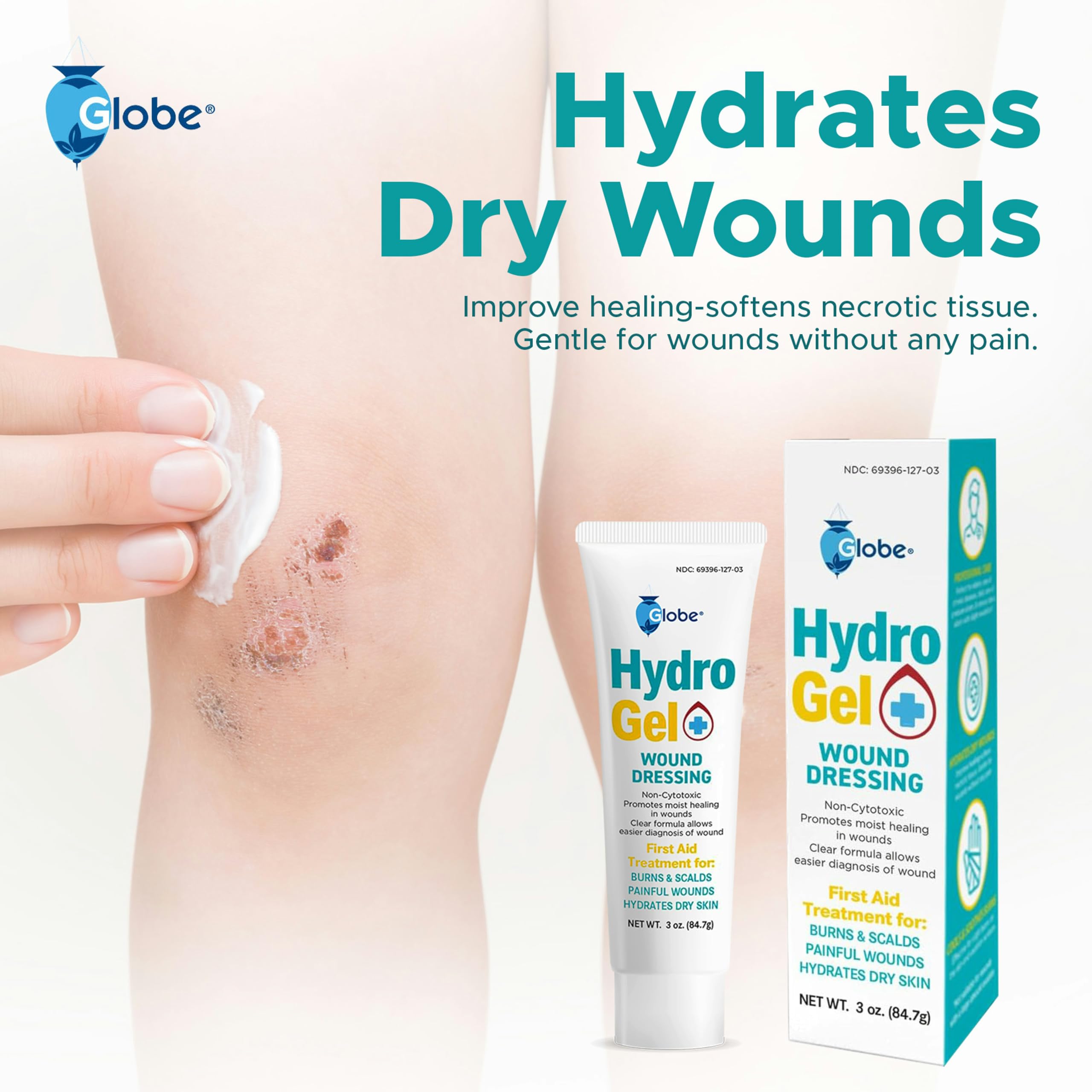 Globe hydrogel dressing burn-sunburn-use demonstrates cooling protection for irritated skin.
