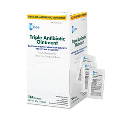Globe triple antibiotic ointment 0.9g single packet for on-the-go wound care.