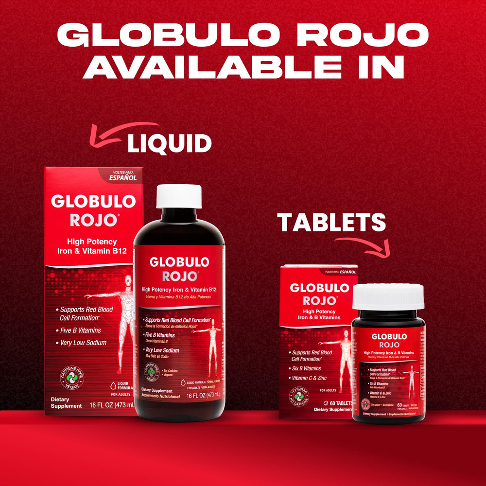 Globulo Rojo bottle placed for a daily supplement routine setup.