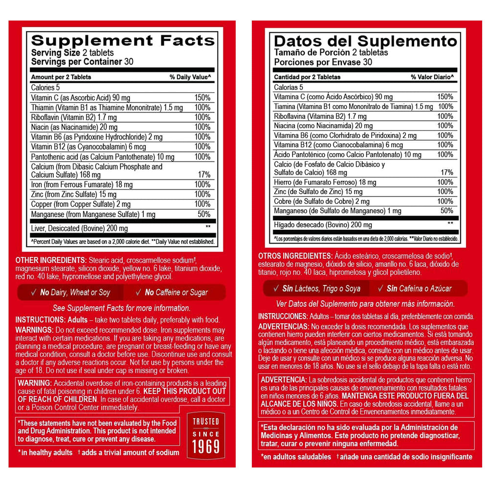 Globulo Rojo iron supplement tablets neatly arranged in a blister pack