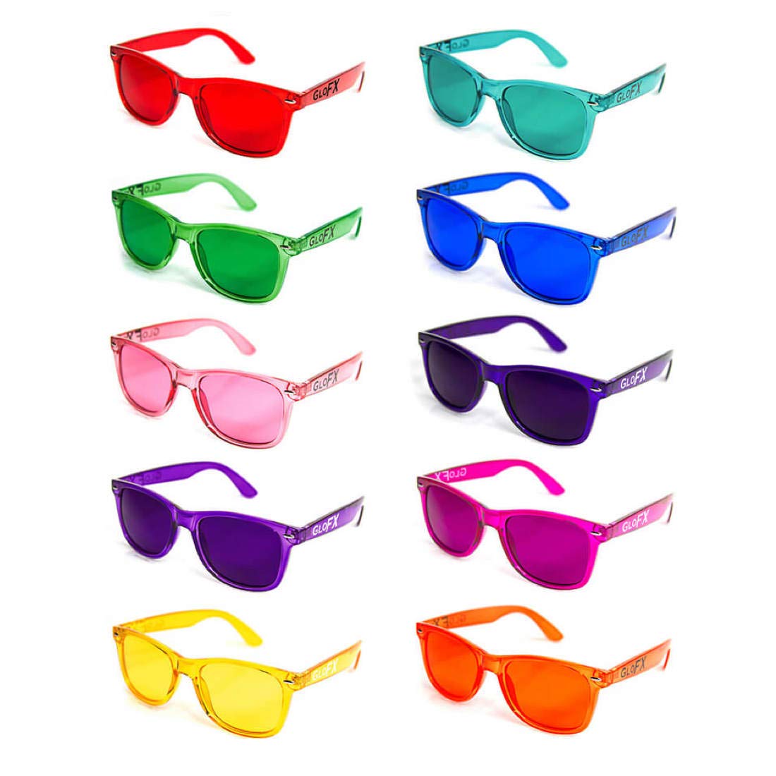 GloFX color therapy glasses 10-pack vibrant frames for chromotherapy sessions