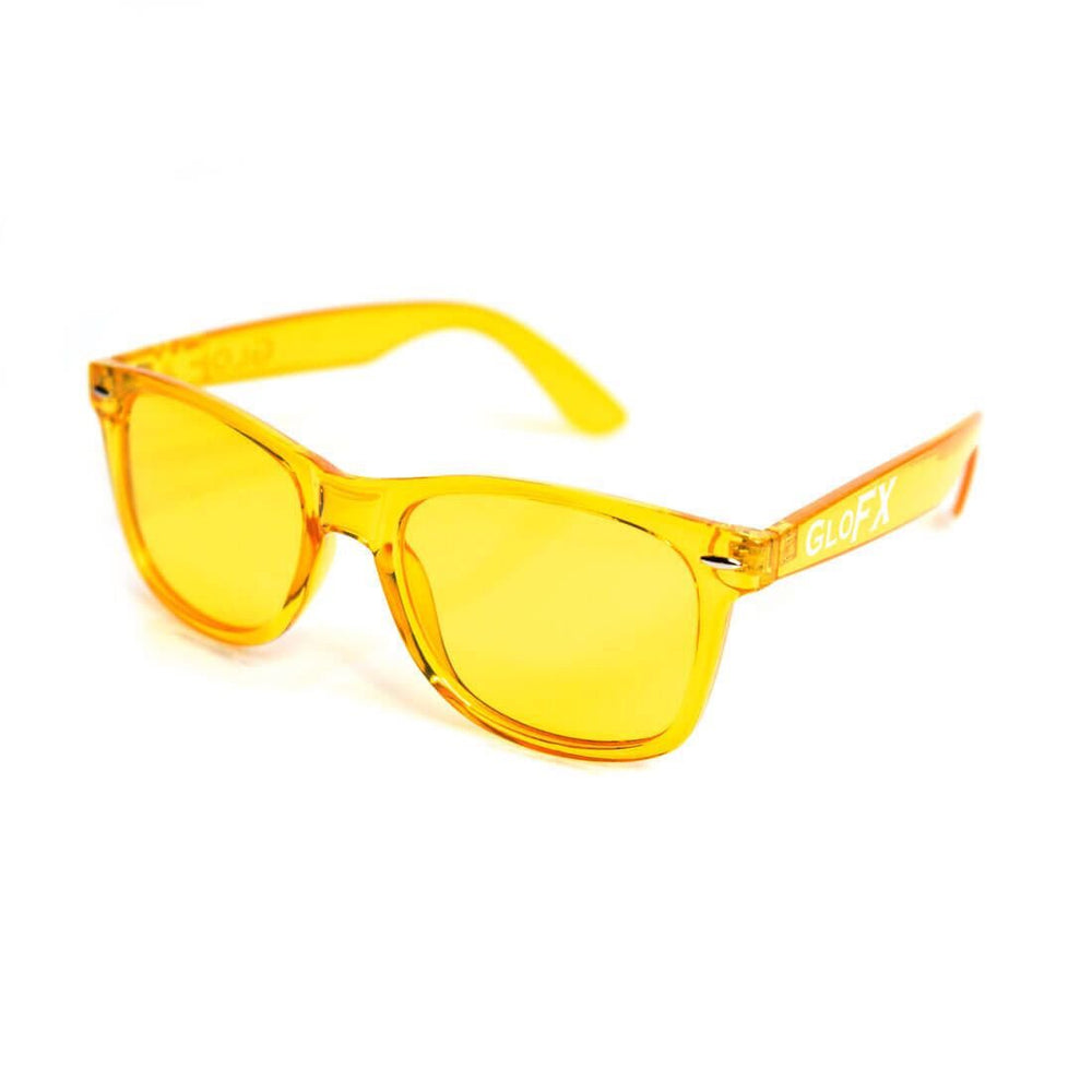 GloFX frames close-up showing scratch-resistant lenses