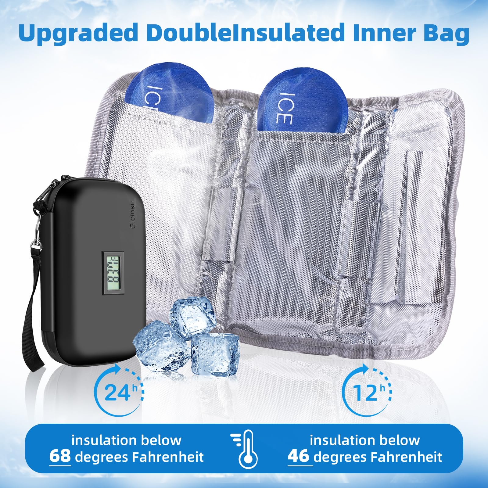 Gloinsu cooler interior features double-layer insulation for reliable temperature control.
