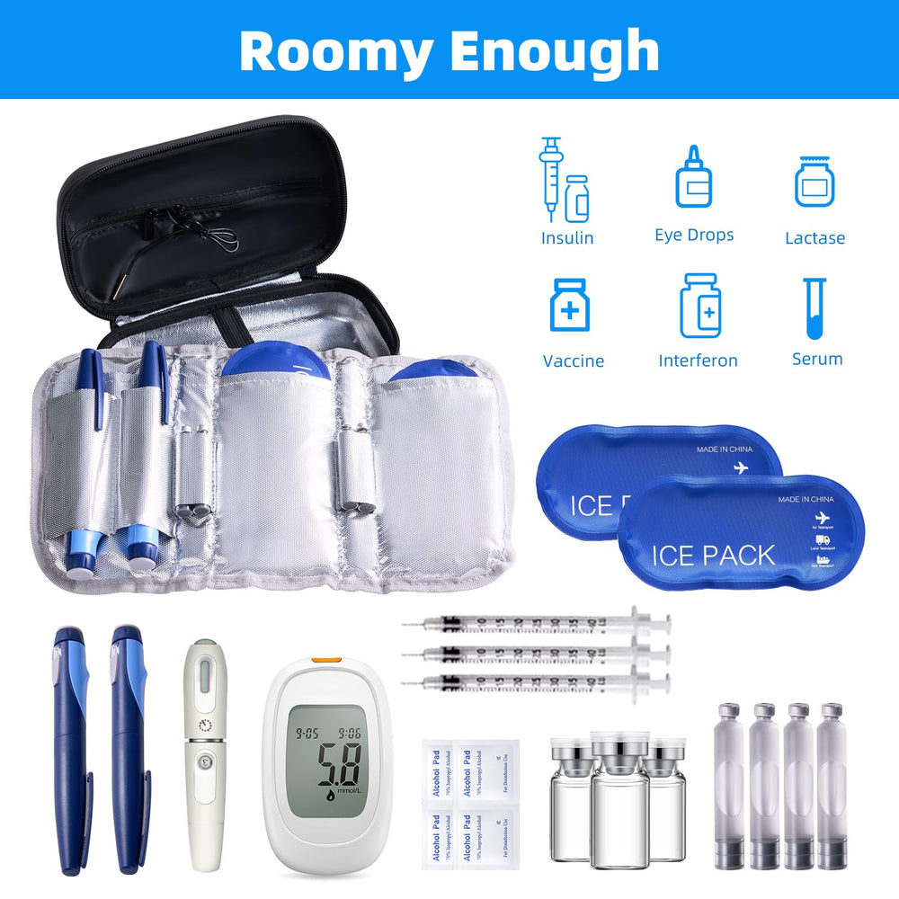 Gloinsu travel case offers ample storage space for pens, syringes, and supplies.