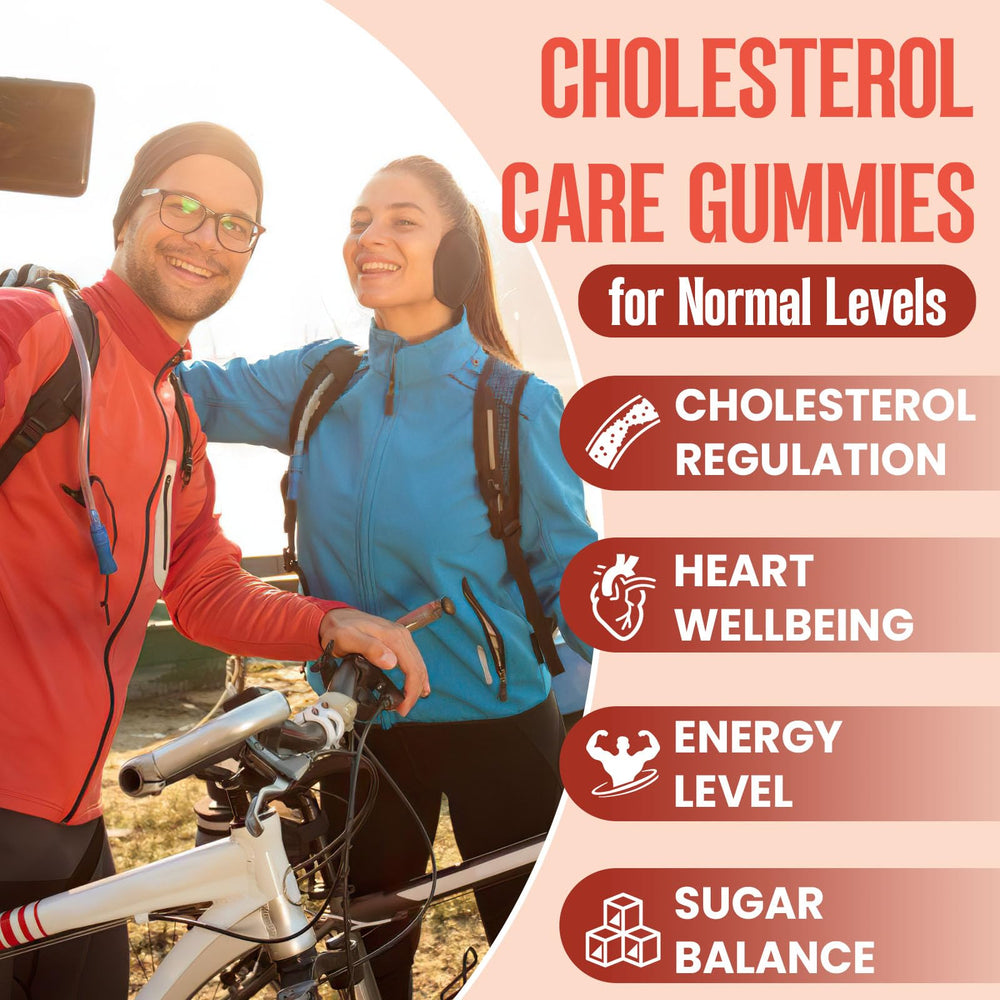 Glorithiventa cholesterol gummies bottle pour showing convenient chewable daily dose.