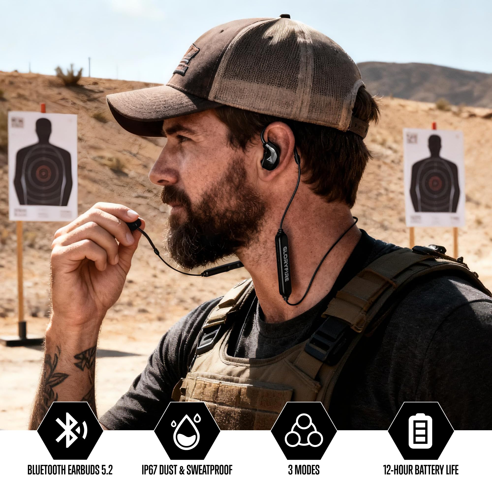 GLORYFIRE 12-hour battery life supports long shooting days, from range to endurance hunts.