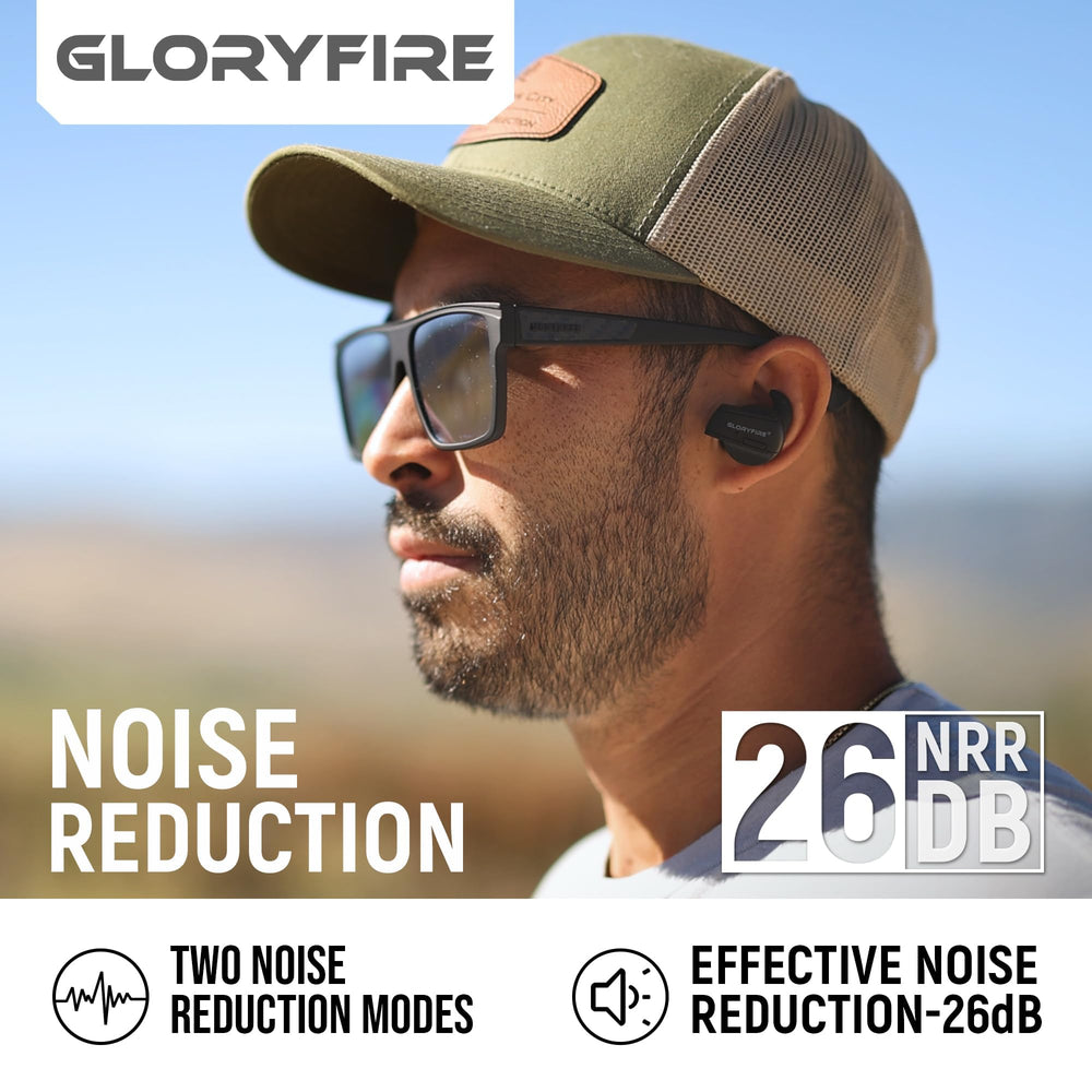 GLORYFIRE ear protection with indoor and outdoor modes supports clear conversation.