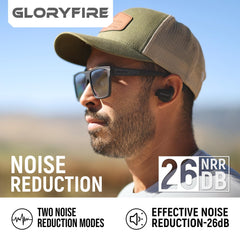 GLORYFIRE ear protection with indoor and outdoor modes supports clear conversation.