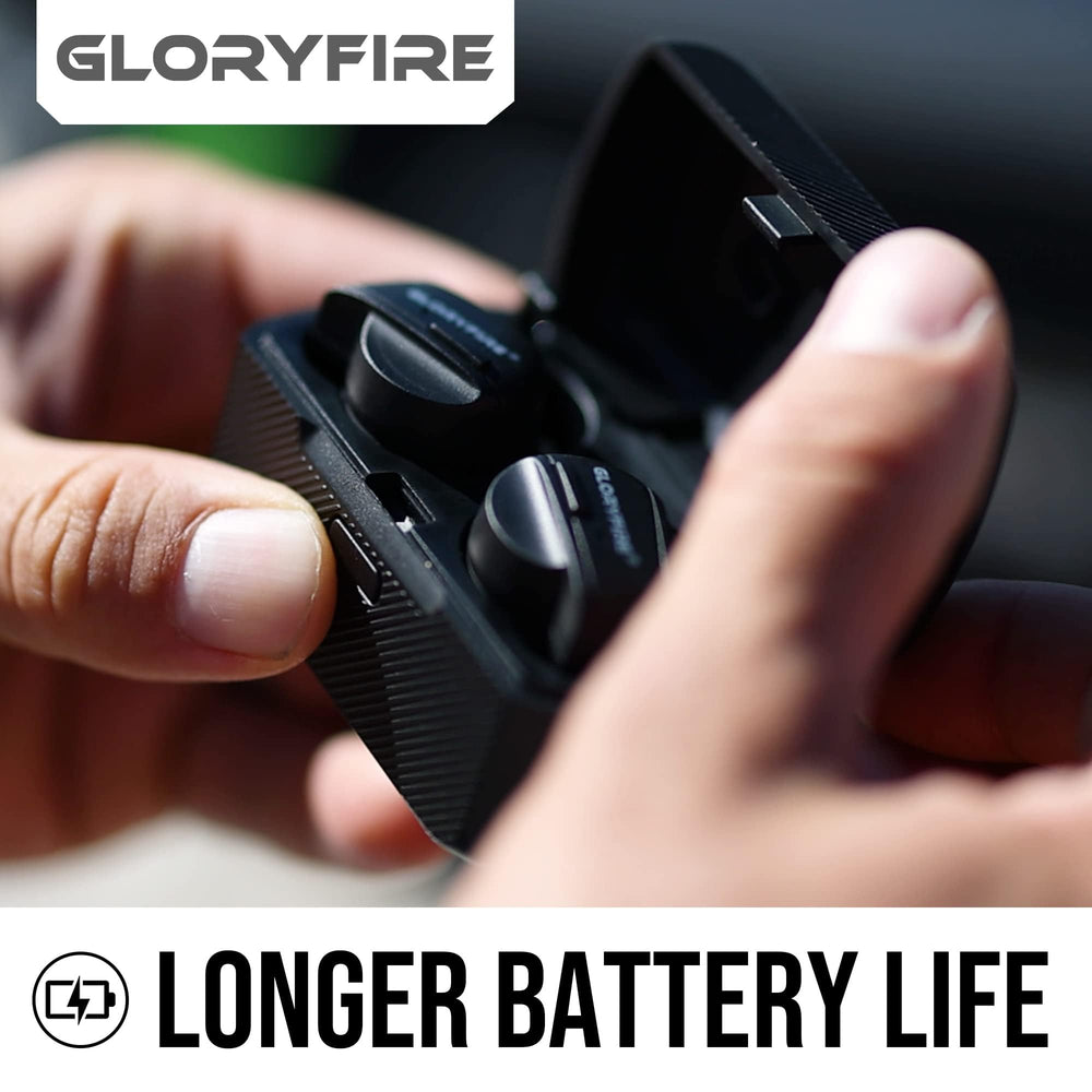 GLORYFIRE ear protection easy to activate with a two-second power hold.
