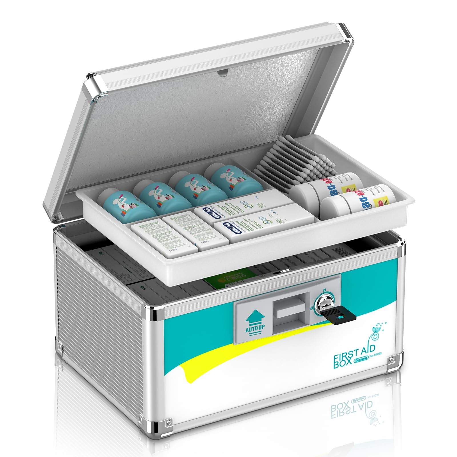 Glosen Medicine Lock Box aluminum body keeps meds secure at home.