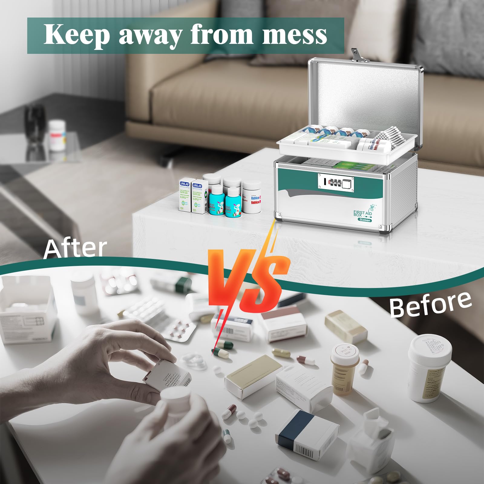 Glosen medicine lock box gift-ready design for versatile storage