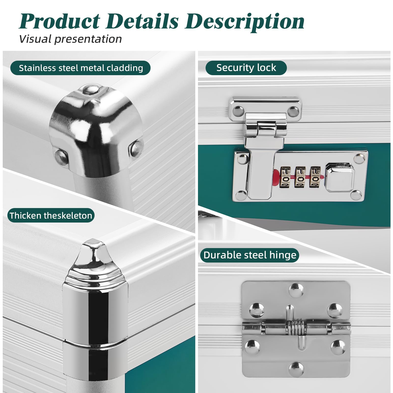 Glosen medicine lock box with silver-plated handle, portable and rust-free