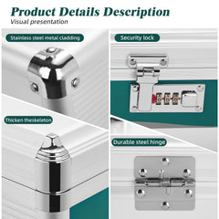 Glosen medicine lock box with silver-plated handle, portable and rust-free