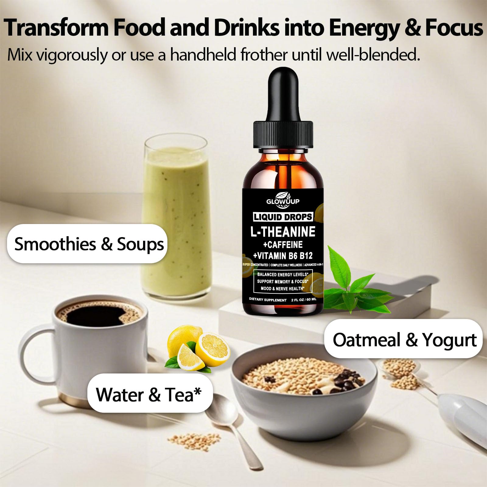GLOVVUUP Vitamin B12 B6 boost on label supports vitality