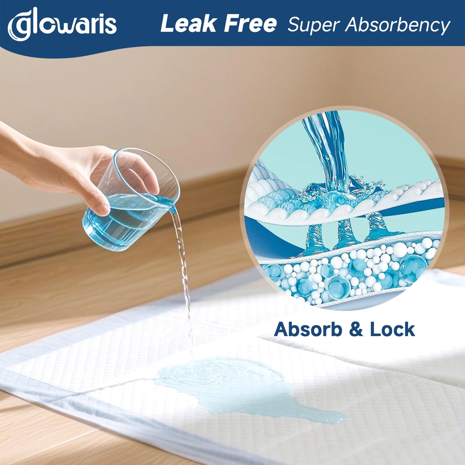Glowaris extra-large 30x36 underpad ideal for bed protection and spills.