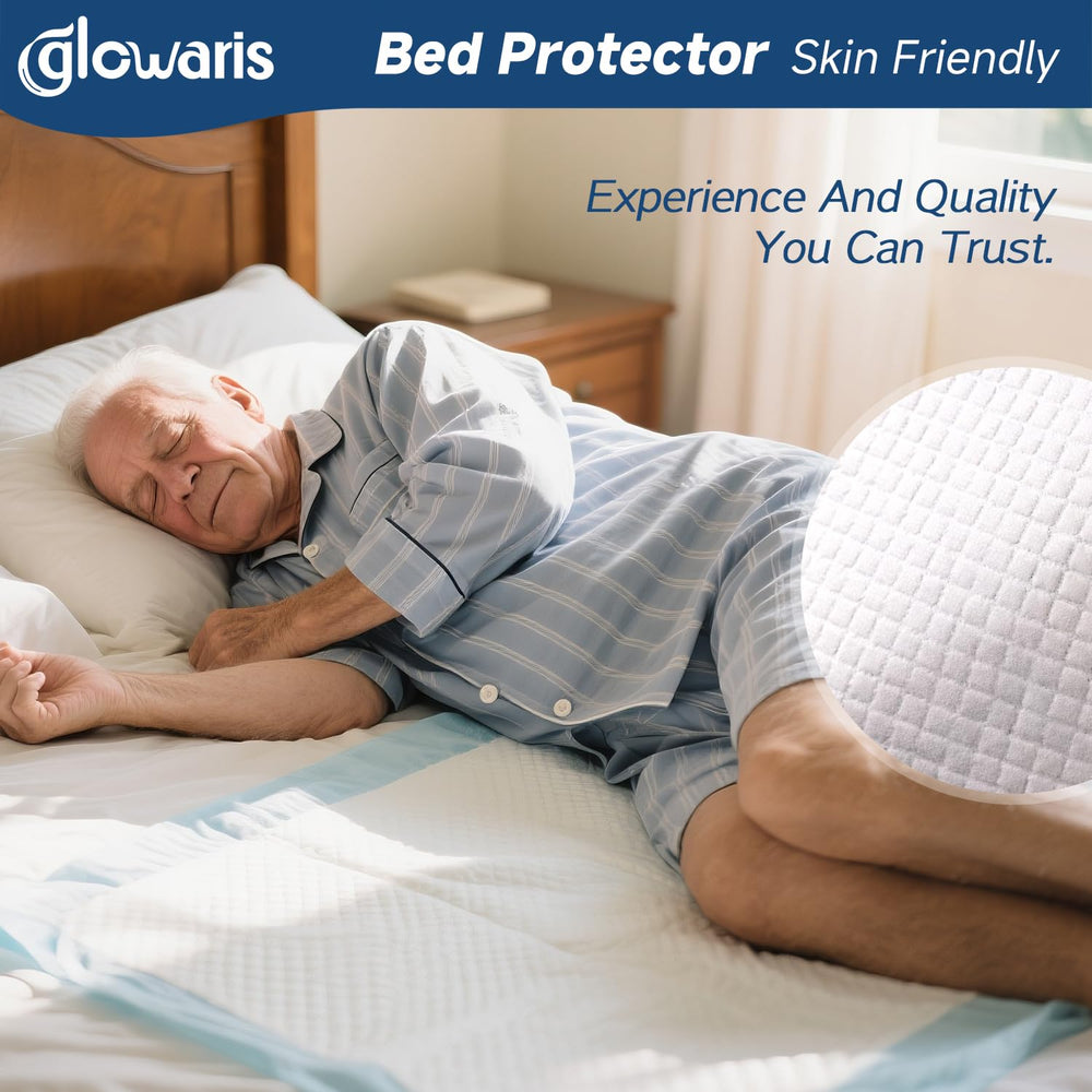 Glowaris disposable pads protect furniture and floors during home care.