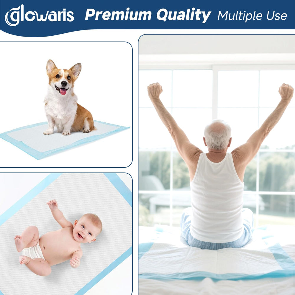 Glowaris quick-dry absorbent underpad helps manage accidents with confidence.