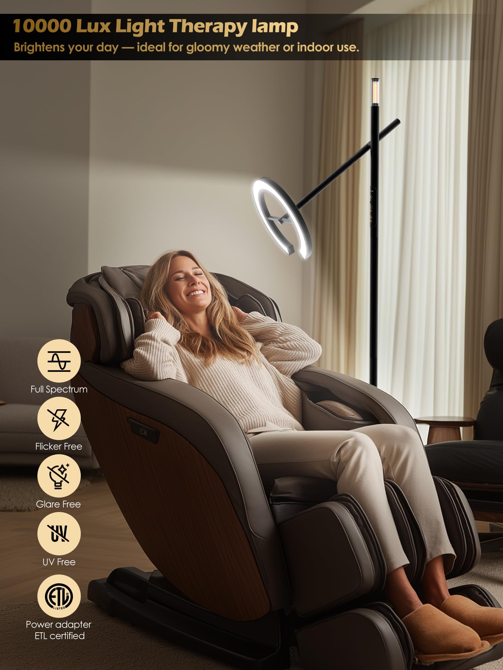 GLOWRIUM LED floor lamp displaying ambient mood light for evenings
