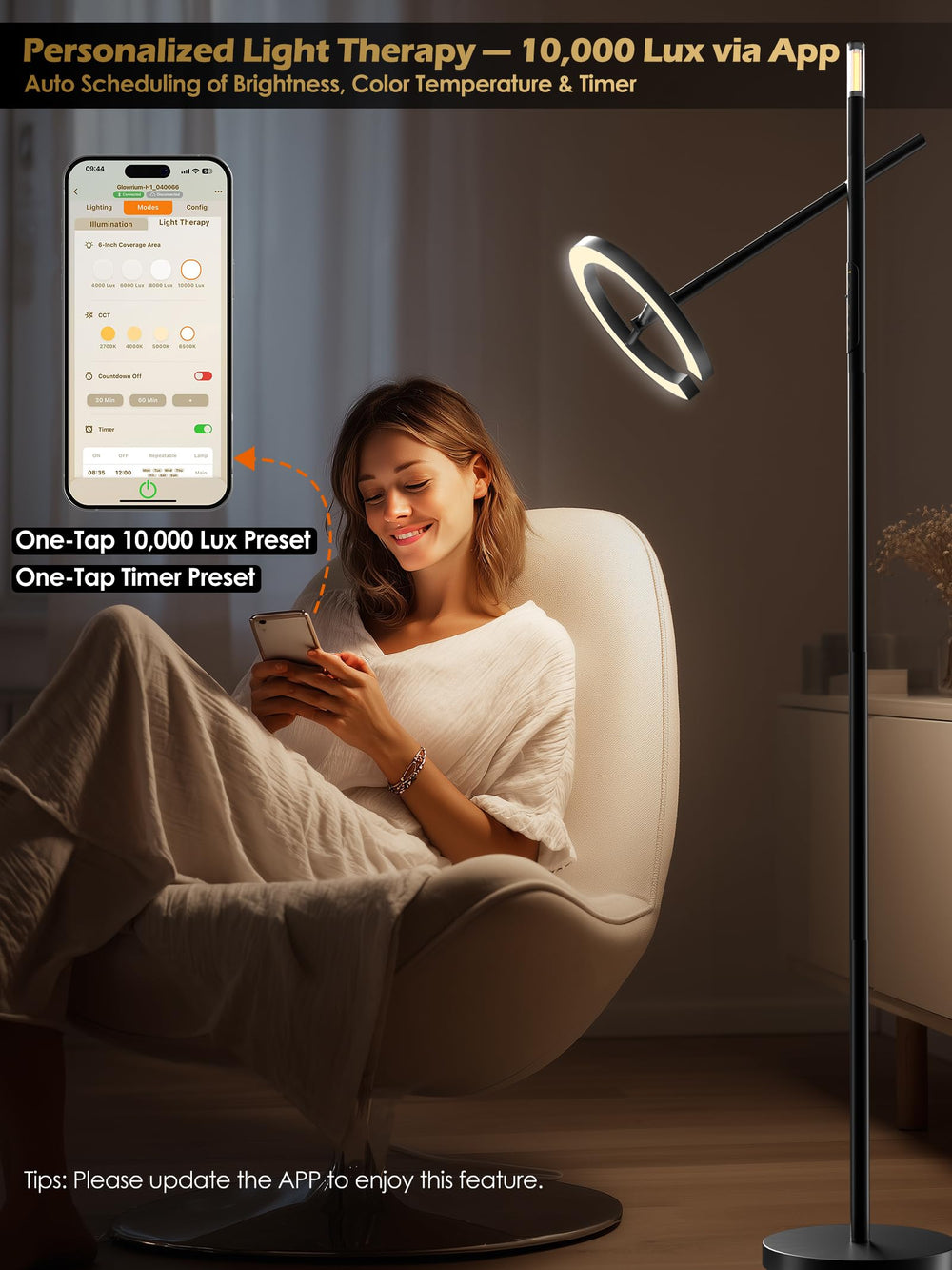 GLOWRIUM remote control use with easy brightness adjust