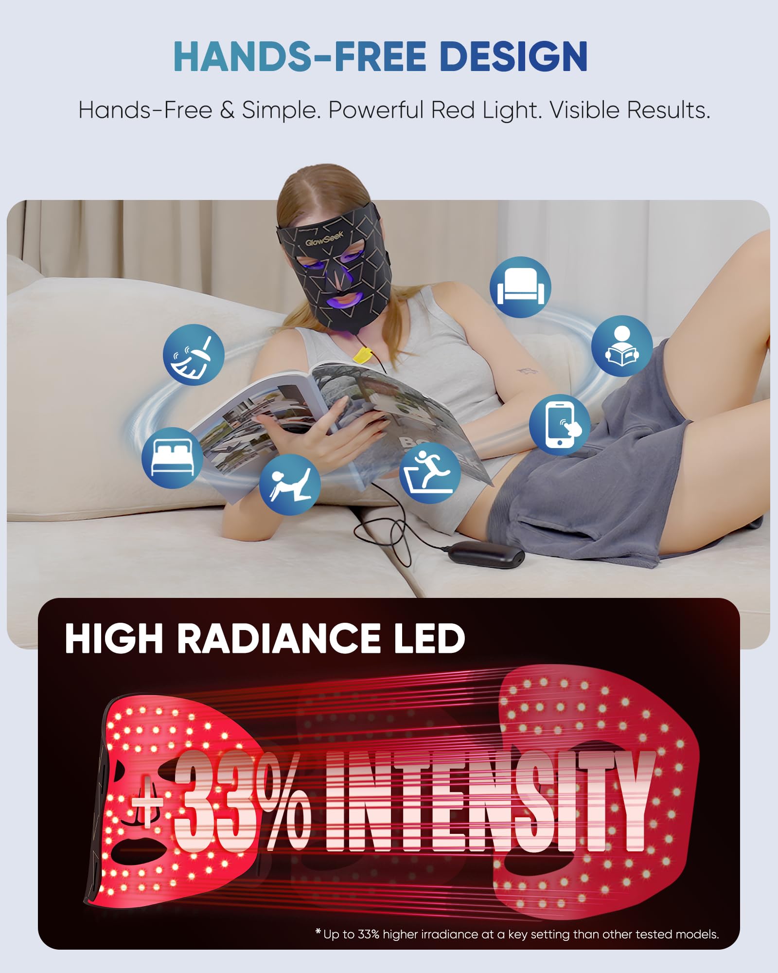 GlowSeek high-purity silicone surface ensures close, comfortable contact.