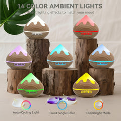GLOXA diffuser shows 14 LED colors for customizable mood lighting.