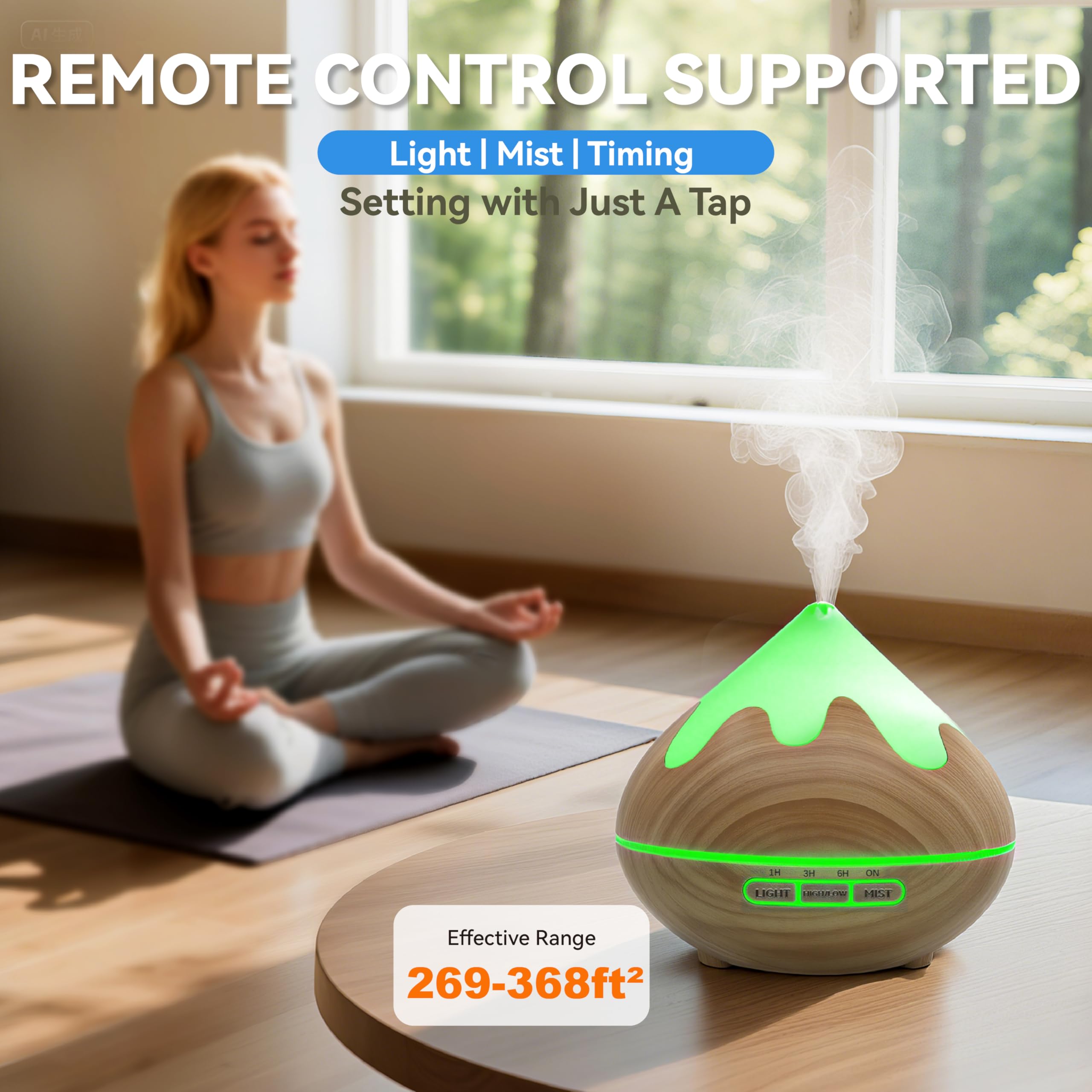 GLOXA diffuser mist closeup reveals fine atomization for even fragrance.