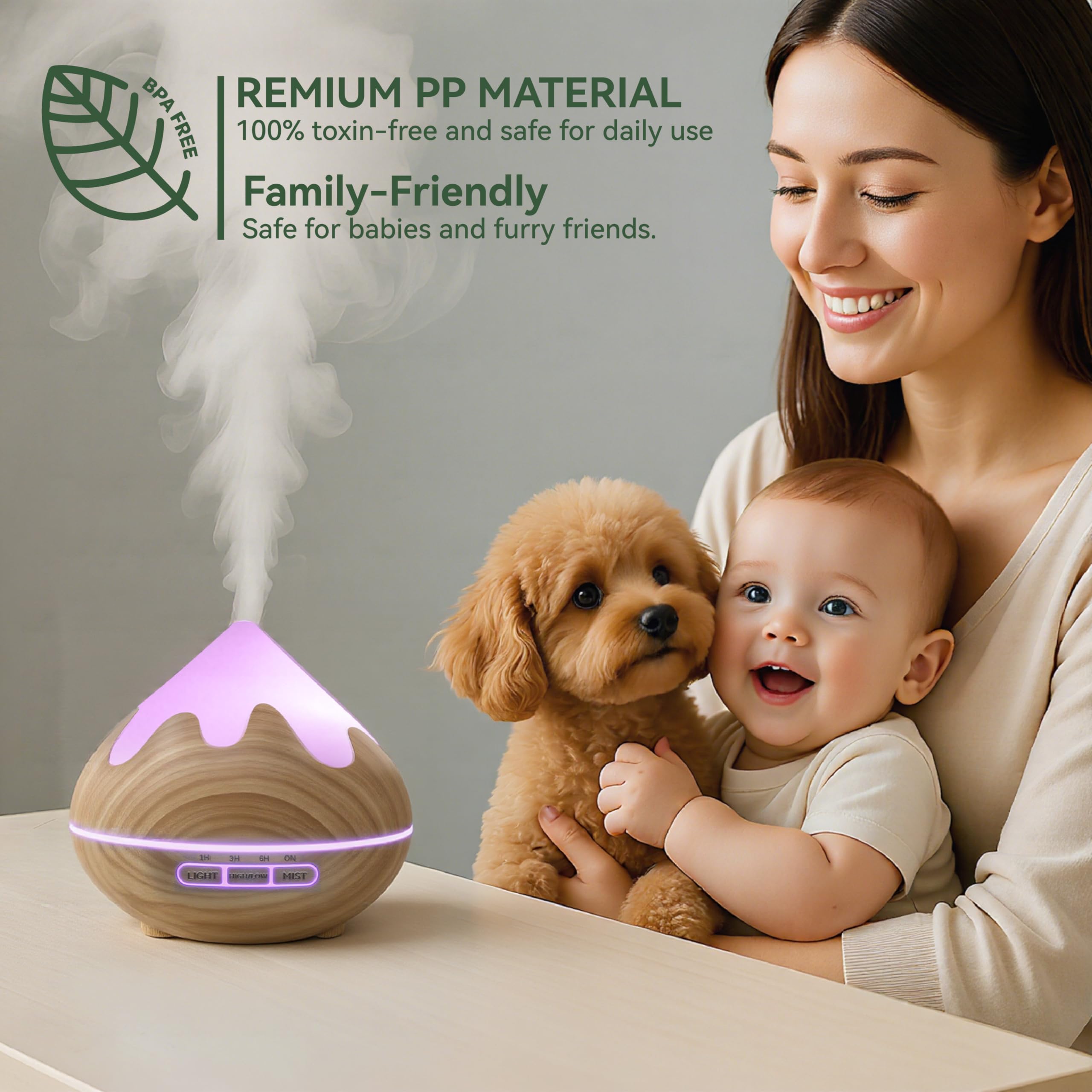 GLOXA diffuser operates quietly for peaceful meditation or sleep.