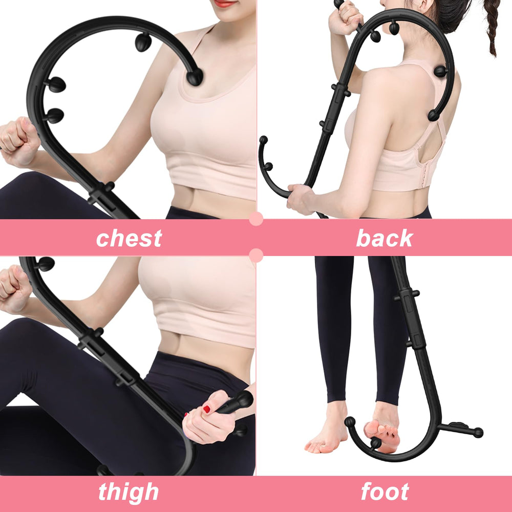 GLQKFBA self-massage hook cane demonstrates ergonomic design for comfortable home use.