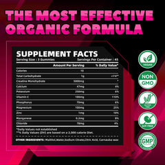 GlucoBio creatine gummies texture close-up reveals raspberry flavor and chewy texture.