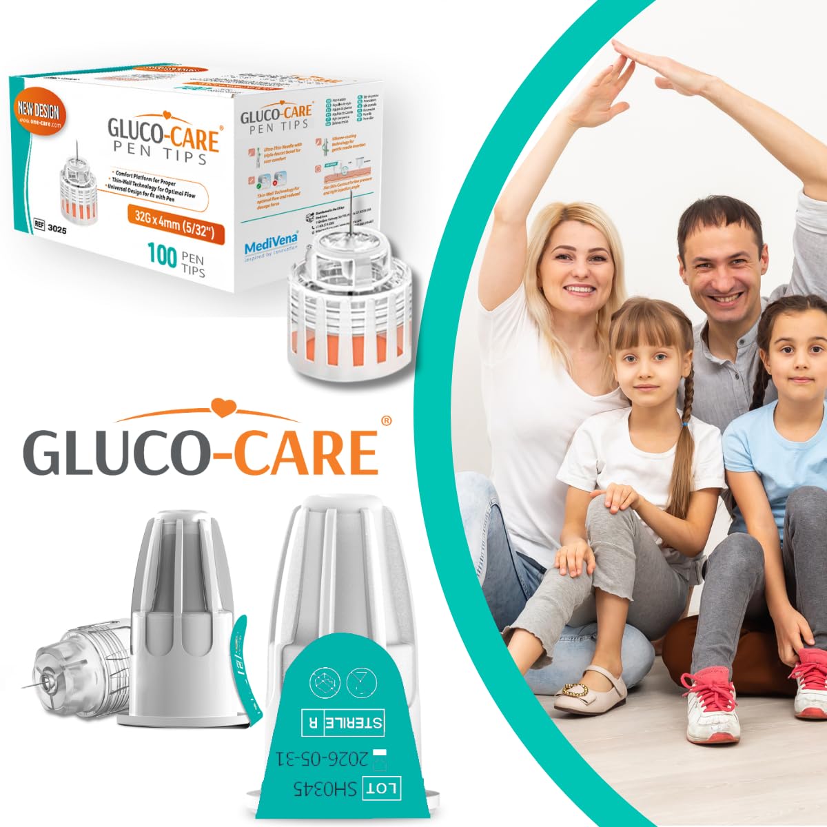 GLUCO-CARE Plus punta universal para compatibilidad con la mayoría de bolígrafos.
