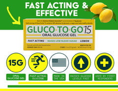Gluco To Go lemon gel packaging view showing compact three-tube pack