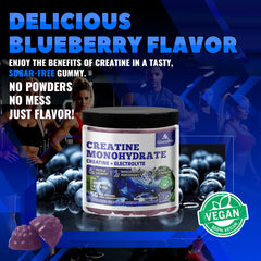 GlucoBio blueberry electrolyte gummies serving three gummies for easy dosing.
