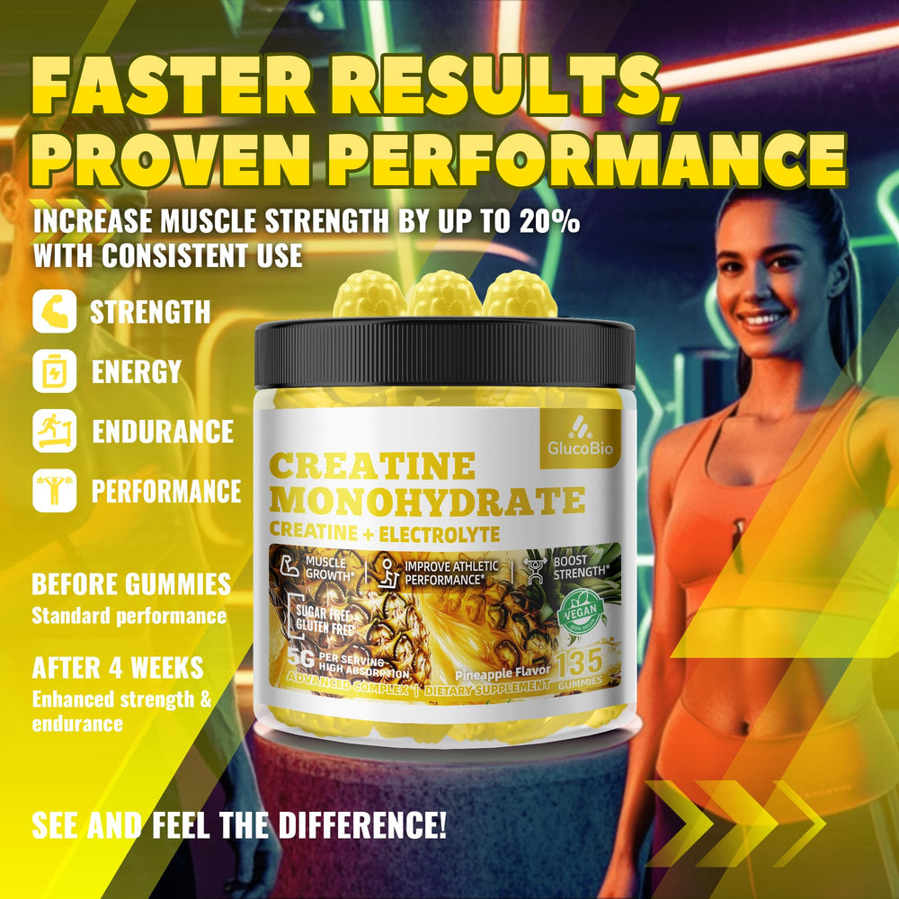 GlucoBio creatine gummies on-the-go pack for travel and gym bags