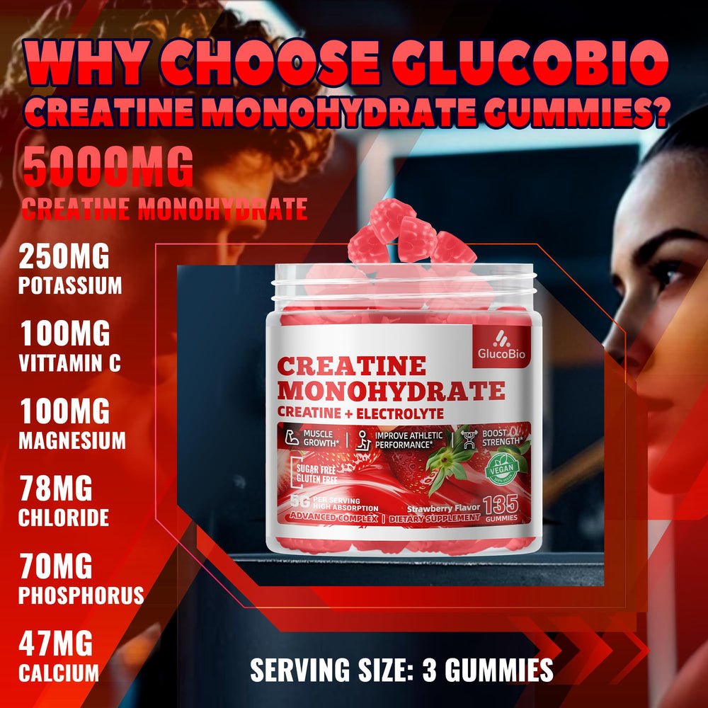 GlucoBio gummies close-up highlighting strawberry flavor for on-the-go use.