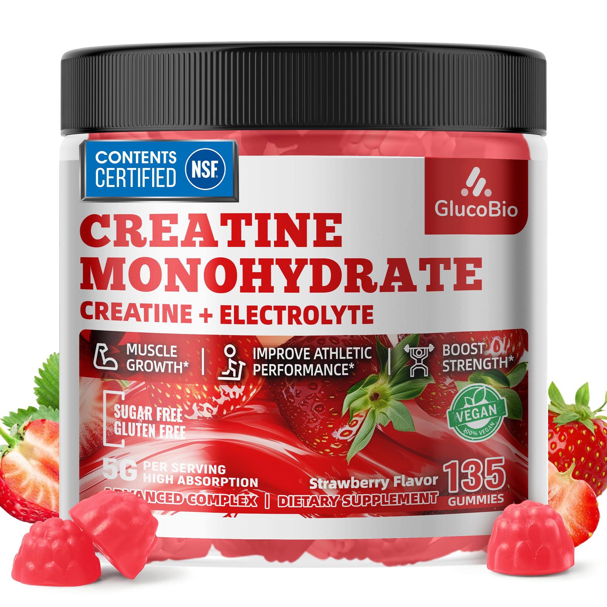 GlucoBio Creatine Monohydrate Gummies produced in a GMP-certified facility.