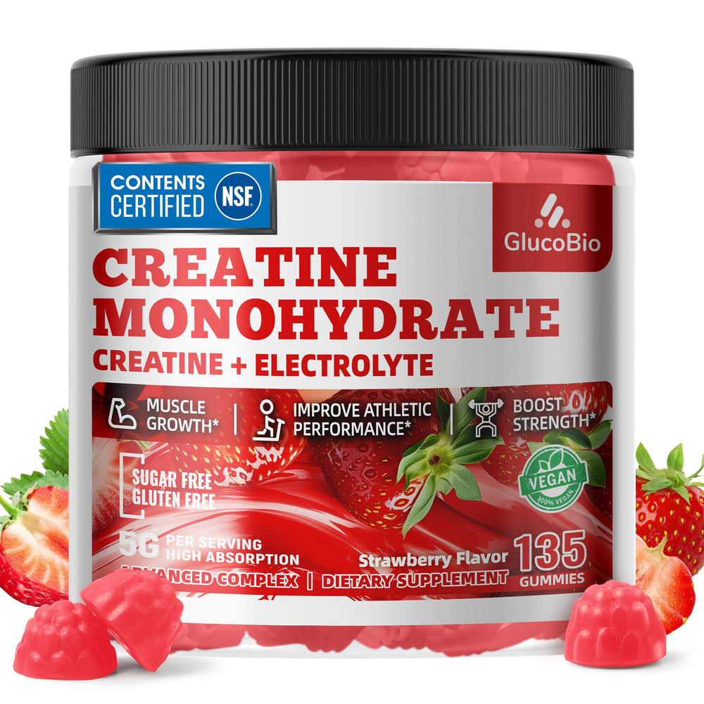 GlucoBio Creatine Monohydrate Gummies produced in a GMP-certified facility.