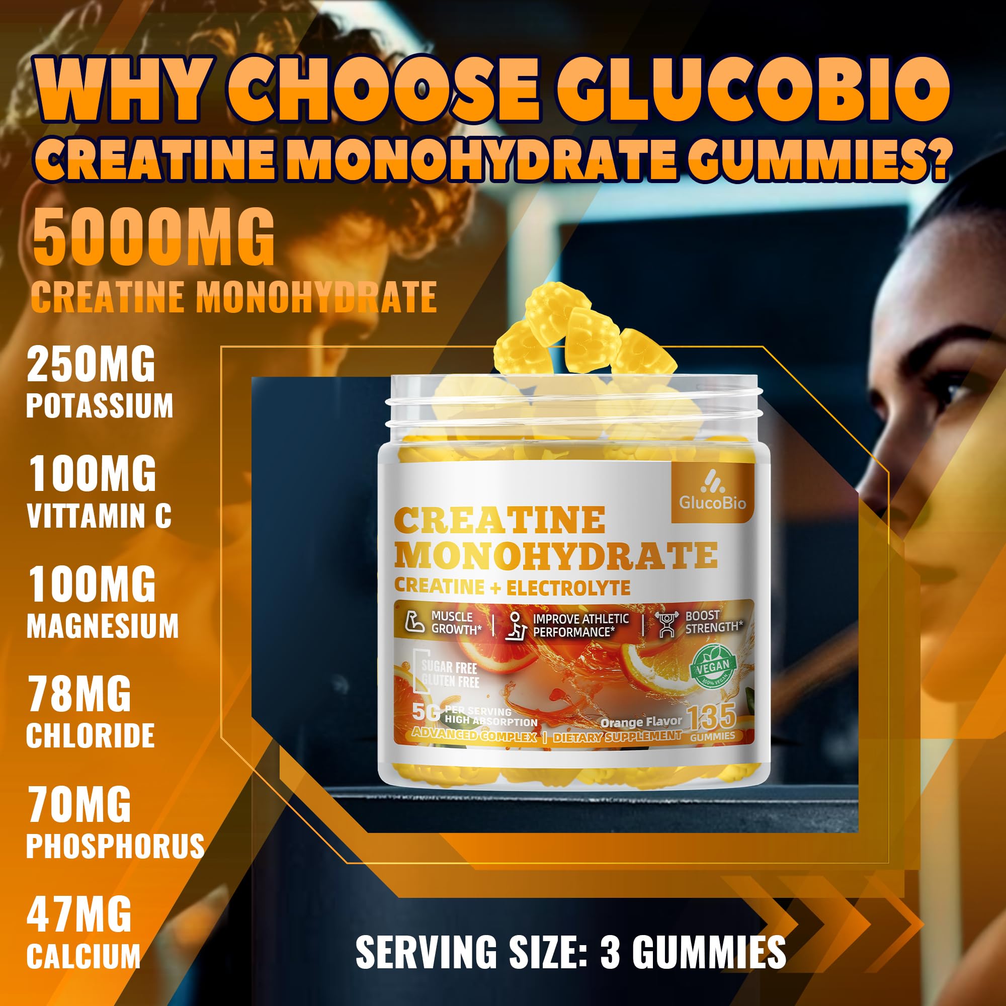 GlucoBio gummies label detail showing 5g per serving