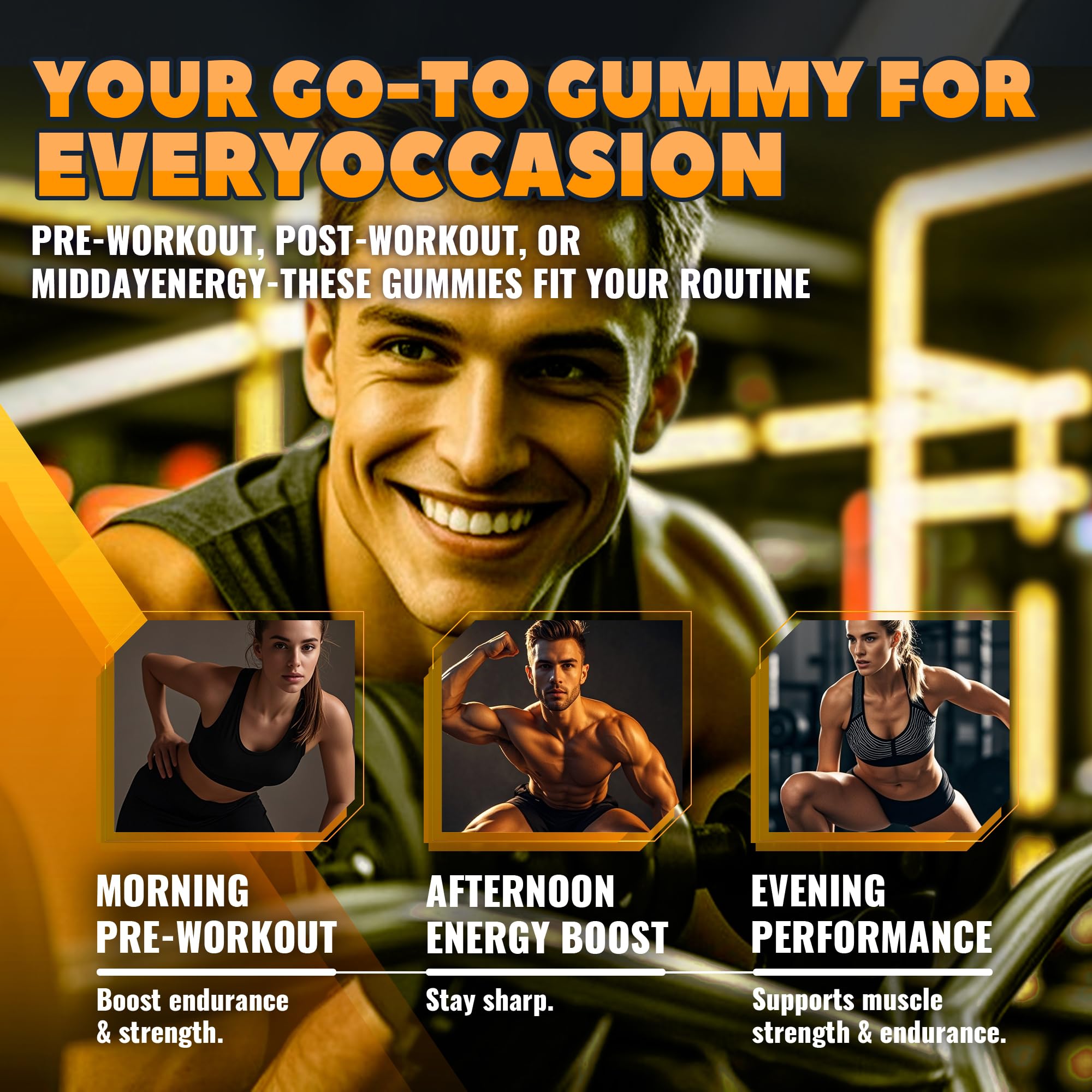 GlucoBio orange electrolyte gummy close-up for flavor and energy