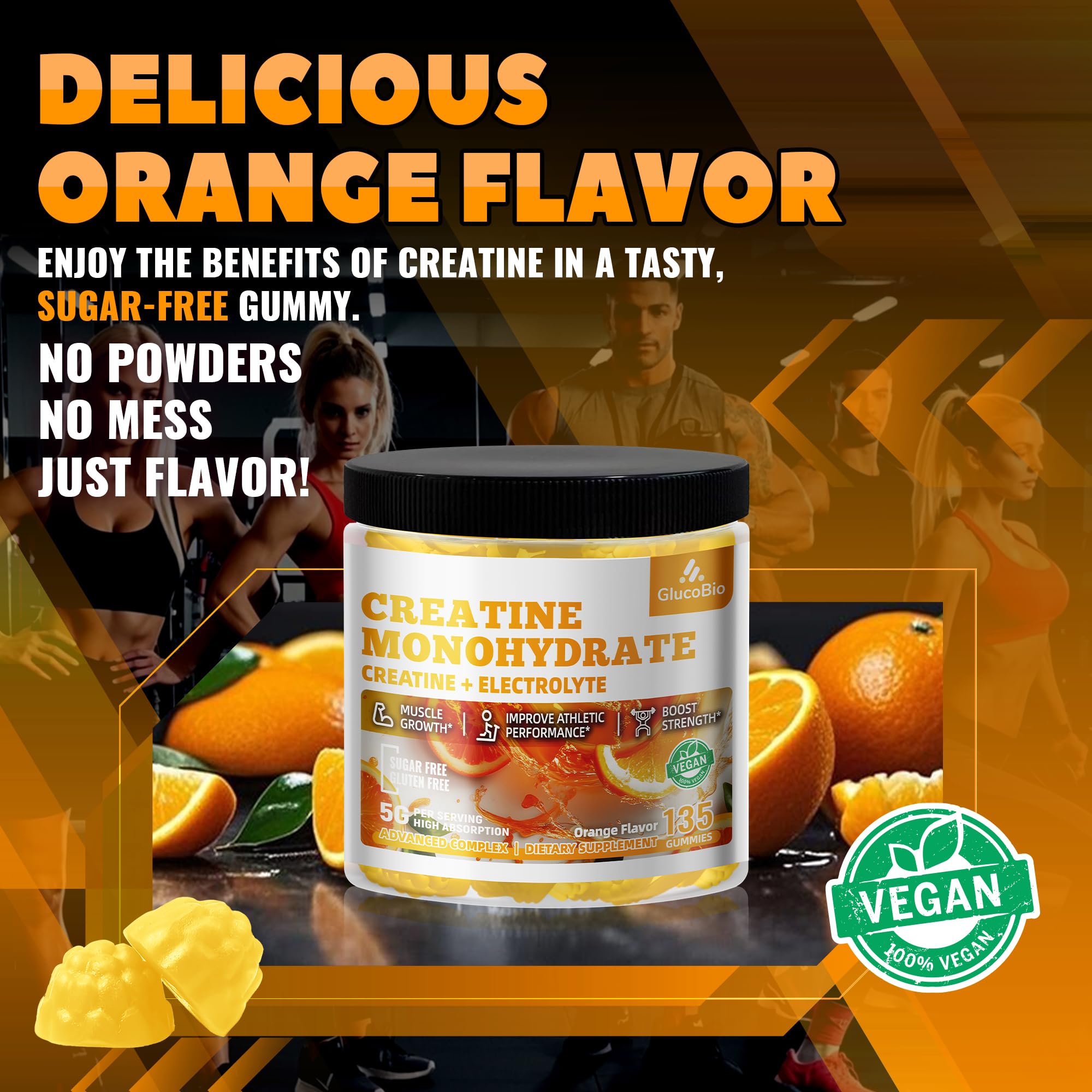 GlucoBio Creatine Monohydrate Gummies packaging and branding