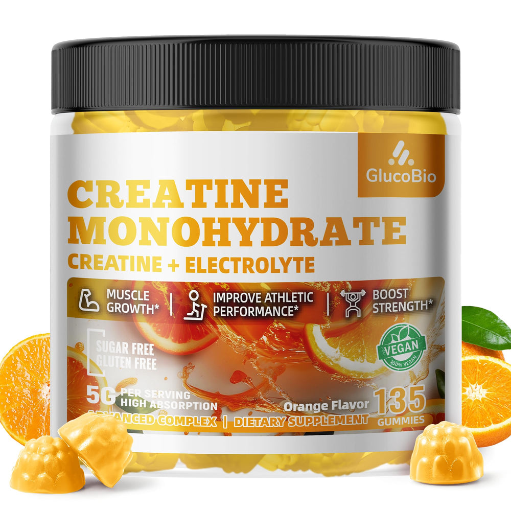 GlucoBio vegan sugar-free gummies in a clear container