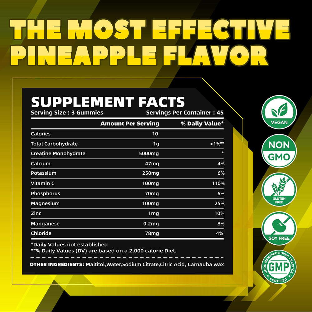GlucoBio Pineapple Electrolyte Gummies 135-count bottle supports post-workout hydration