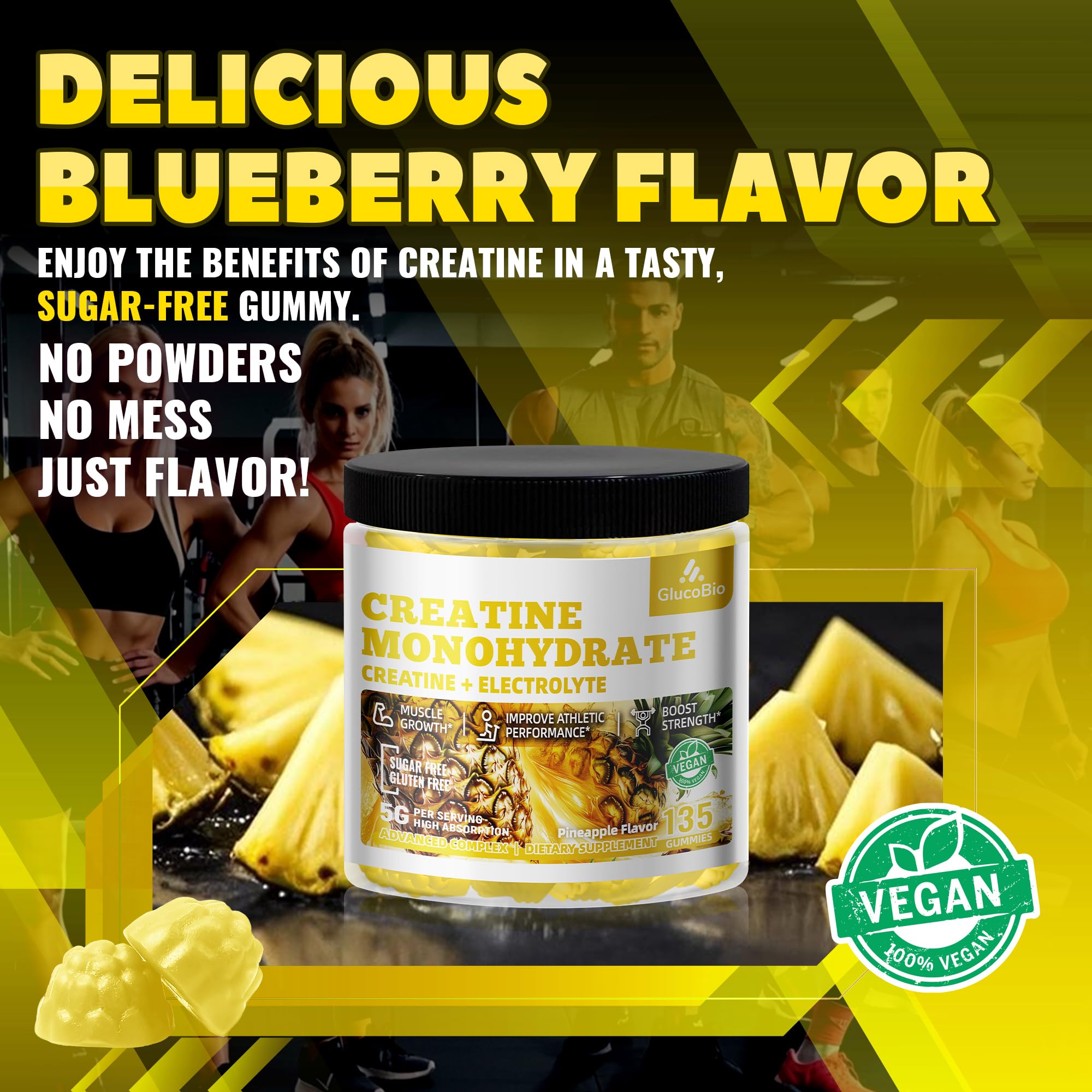 GlucoBio vegan creatine monohydrate gummies as a gelatin-free option