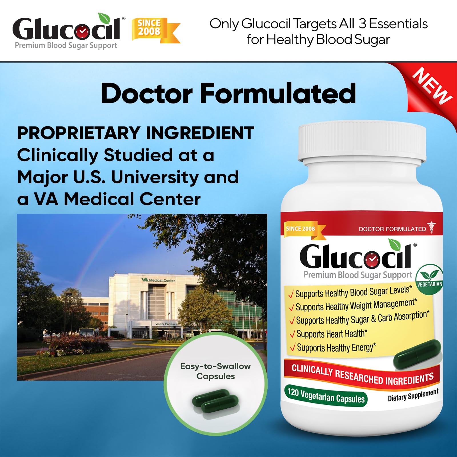 Glucocil bottle on kitchen counter ready for routine