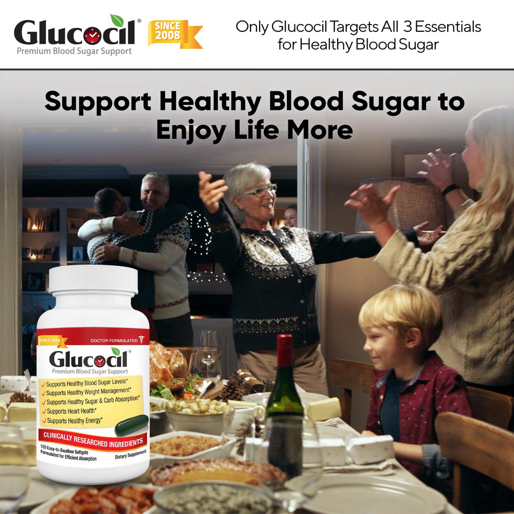 Glucocil energy support graphic suggesting steady daily vitality.