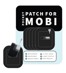 Glucomart Mobi pocket with black adhesive patch keeps your insulin pump secure during activity.