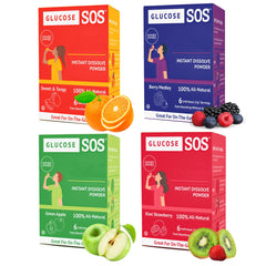 Glucose SOS packets dissolving in the mouth for quick energy.