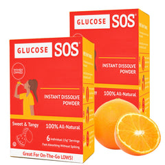 Glucose SOS packets opened and ready to dissolve for quick energy.