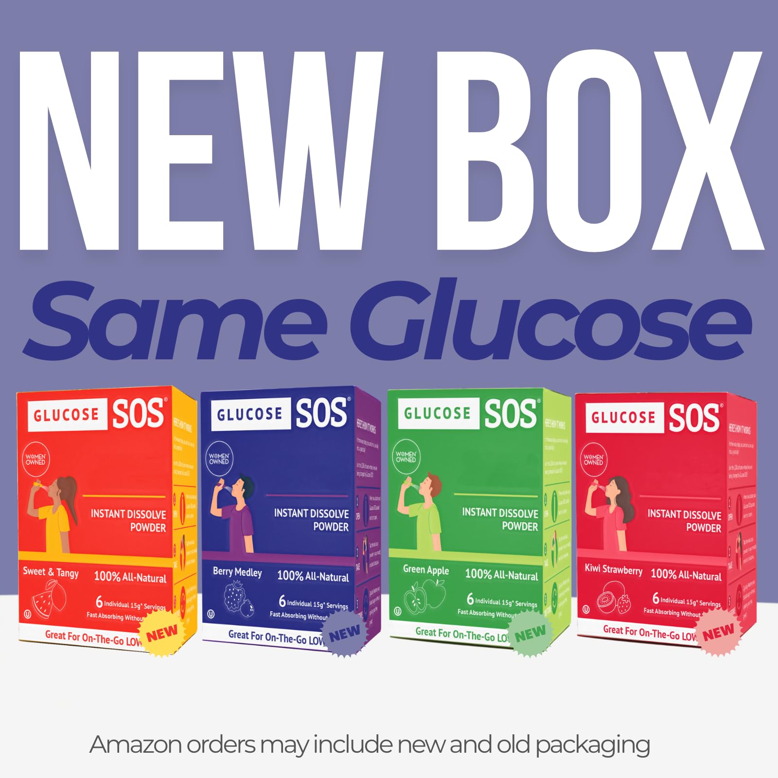 Glucose SOS portable sachets fit in pockets for on-the-go dosing.