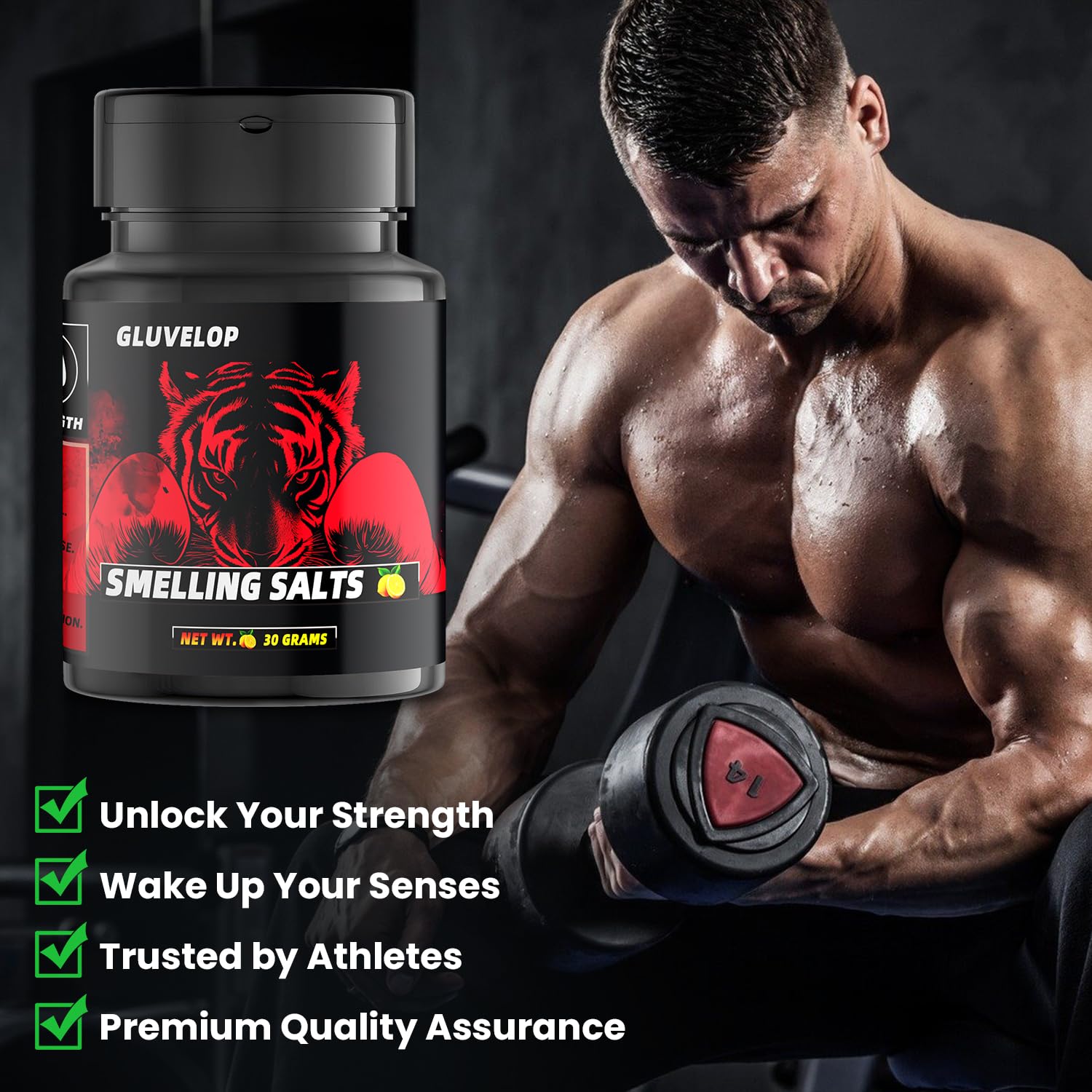Gluvelop packaging display shows athlete-ready product for training