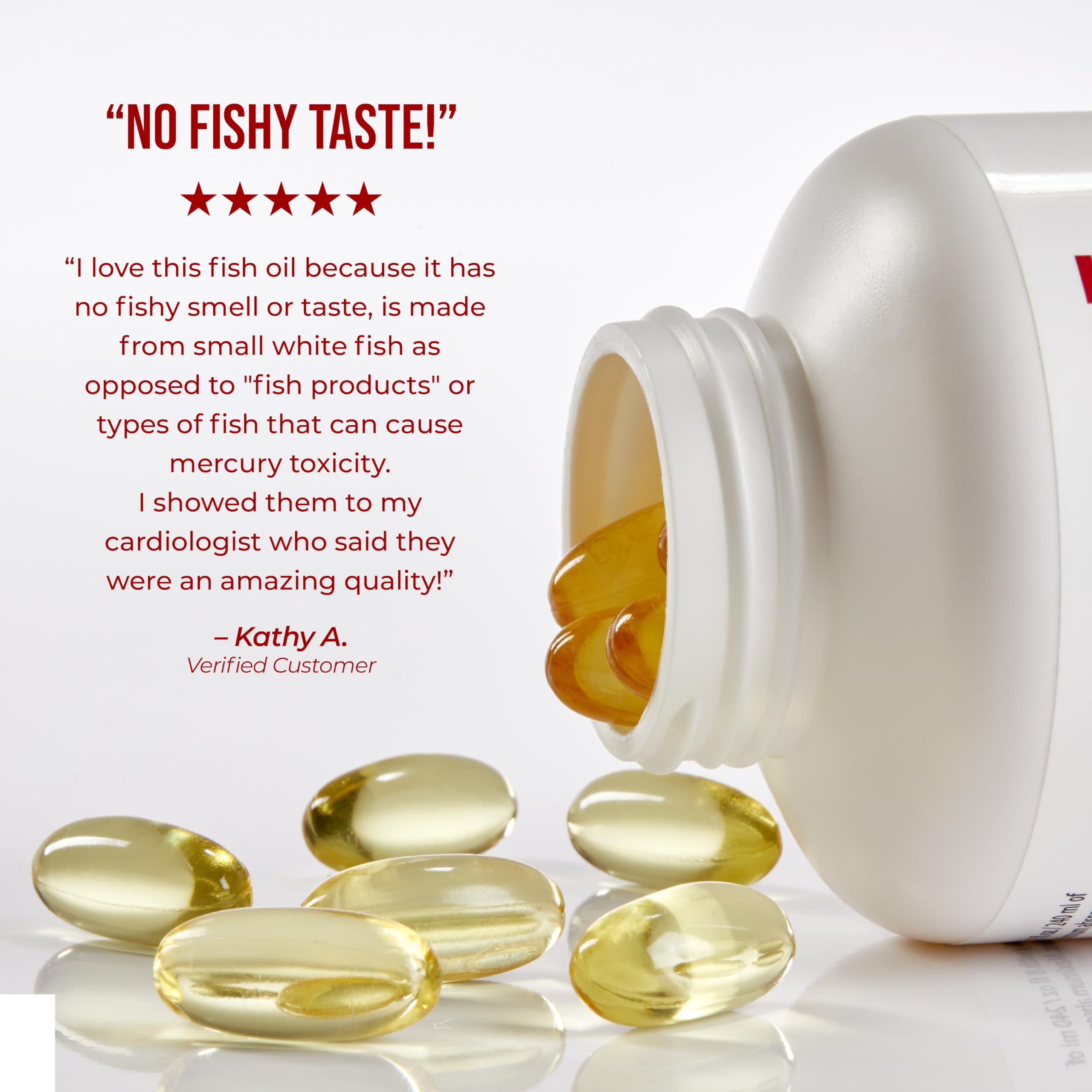 Gluten-free and Non-GMO seals on Heart Health Omega III bottle indicate clean ingredients.
